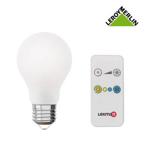 Ampoule à Vis E27 - LED - 7.2W (équi 60W) = Intensité Variable - 2200 à  6500K / Télécommande Incluse